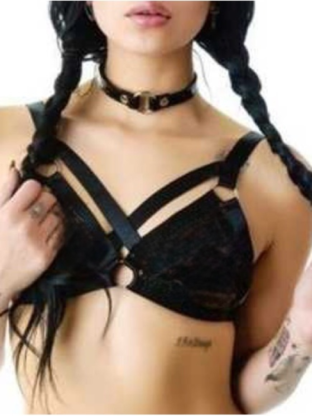 UNIF Rare Downer black bra bralette top silver hardware goth grunge alt y2k